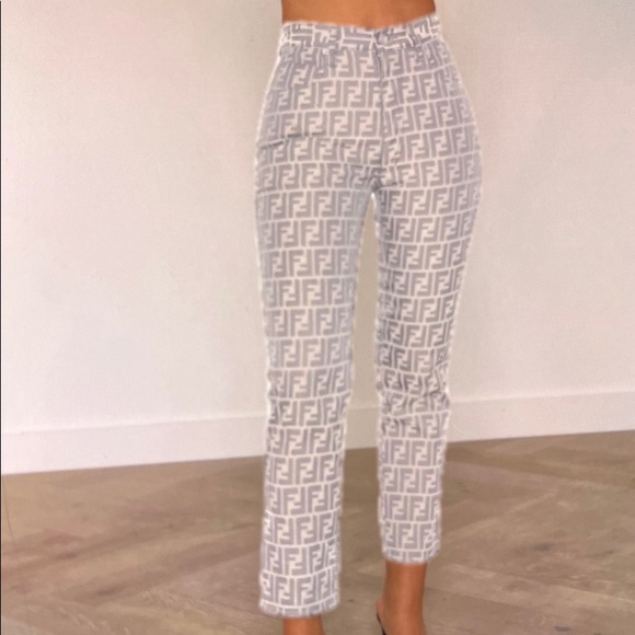 Fendi Denim - Vintage Fendi Zucca Monogram Straight Leg High Waist Jeans